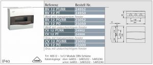 IDE BV12PT/RR IP40 AP Verteilergehäuse 1x12TE HS + N/PE weiß